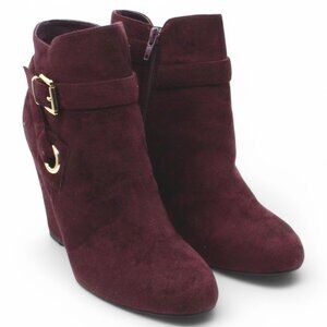 Rebel by Zigi Womens Keylie Wedge Boots Faux Suede Asymmetrical
